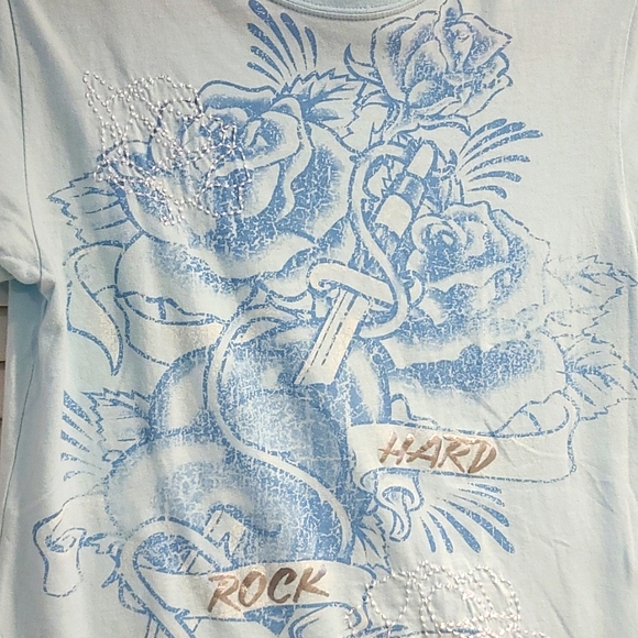 HARD ROCK Adult t-shirt Cabo San Lucas NWT, light blue white Embroidered - Picture 2 of 8